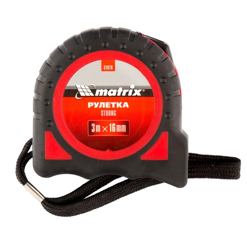  Рулетка Matrix 31078 Strong 3м х 16 мм обрезиненный корпус