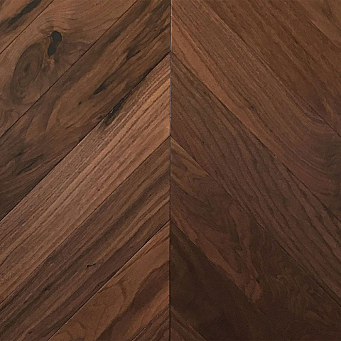 Wood Bee Chevron  Американский Орех Кангари гладкий глянец Cangaree, UV-лак gloss 30±5% (правая) (фото 1)